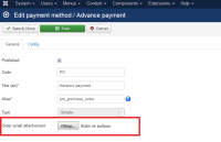 Order email payment attachement